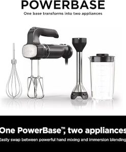 Ninja CI101 Foodi Power Mixer System, 750-Peak-Watt Immersion Blender and Hand Mixer, EasyGlide Beaters, Whisk, 3-Cup Blending Vessel, Black (Renewed) 2