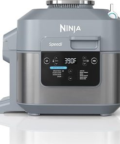 Ninja SF300C Speedi Rapid Cooker & Air Fryer, 6-Quart Capacity, 10-in-1 Functions to Bake, Roast, Sear, Sauté, Slow Cook, Souse Vide & More, 15-Minute Speedi Meals All In One Pot, Sea Salt Grey (Renewed)