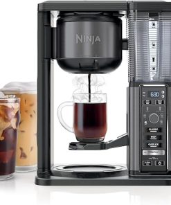 Ninja Specialty Coffee Maker, Hot & Iced Coffee, 6 Brew Styles, 8 Sizes, Small Cup to Travel Mug, 10-Cup Carafe, Fold-Away Frother, Permanent Filter, Removable Reservoir, Stainless Black, CM405A