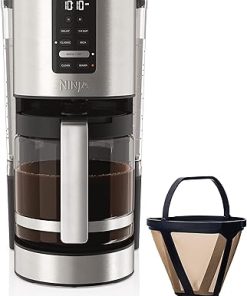Ninja DCM200C Programmable XL 14-Cup Coffee Maker, 14-Cup Glass Carafe, With Permanent Filter, Stainless Steel, Silver