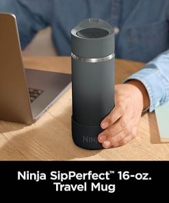 Ninja, Travel Mug, Sip Perfect 16oz, Brings Hot Drinks to Sippable Temperature in Minutes, Stainless Steel, Leak Proof, Dishwasher Safe, Metal Insulated Tumbler, Onyx Black, DW1603BK 2
