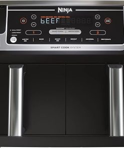 Ninja DZ550 Foodi 10 Quart 6-in-1 DualZone Smart XL Air Fryer with 2 Independent Baskets, Smart Cook Thermometer for Perfect Doneness, Match Cook & Smart Finish to Roast, Dehydrate & More, Grey (Renewed)