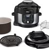 Ninja Foodi Air Fryer Pressure Cooker Combo 11-in-1 Pro 6.5 qt. Pressure Cooker & Air Fryer that Steams, Slow Cooks and More with 4.6 qt Crisper Plate, Broil Rack & Recipe Book, FD302, Silver/Black