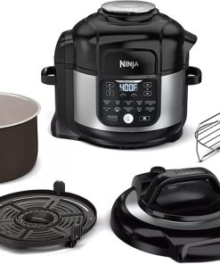 Ninja Foodi Air Fryer Pressure Cooker Combo 11-in-1 Pro 6.5 qt. Pressure Cooker & Air Fryer that Steams, Slow Cooks and More with 4.6 qt Crisper Plate, Broil Rack & Recipe Book, FD302, Silver/Black