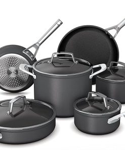 Ninja NeverStick Premium Hard-Anodized 10 Piece Pots & Pans Set & B39010 Foodi NeverStick Premium 10-Piece Bakeware Sheet Set, Oven Safe up to 500⁰F, with (2) Baking Sheets 2