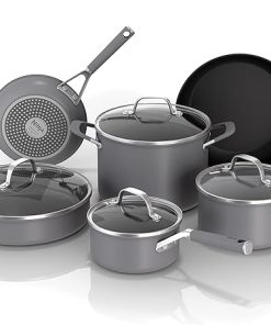 Ninja Pots and Pans Set Non Stick | Comfort Grip 10-Piece Cookware Set with NeverStick | Frying Pan, Sauce Pan With Lid, Stock Pot with Lid, Nonstick, Dishwasher Safe, Oven Safe to 400°F, CW69010