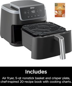 Ninja Air Fryer Pro 4-in-1 Capacity 5 m2 (4.7 Litres) Outdoor Roast, BBQ, Heating, Drainage, BBQ, Air Crisp Technology, Non-stick Basket and Crispy Griddle, Grey 2