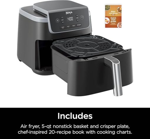 Ninja Air Fryer Pro 4-in-1 Capacity 5 m2 (4.7 Litres) Outdoor Roast, BBQ, Heating, Drainage, BBQ, Air Crisp Technology, Non-stick Basket and Crispy Griddle, Grey - Image 2