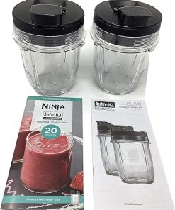 Genuine Nutri Ninja 2-Pack 12oz Tritan Cup w/Spout Lid for Auto-iQ BL450 BL456 BL480 BL482 BL490 BL494 BL641 BL680 BL681 BL682 BL687 BL2012 BN750 BN800 BN805 NN102 Blender
