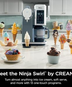 Ninja CREAMi Swirl Ice Cream and Soft Serve Maker, Sorbet, Milkshake, Frozen Yogurt, Low Calories Program & More, 13-in-1, Soft Serve Handle & (2) CREAMi Swirl 16oz Pints, For Kids & ALL ages, NC701C 2