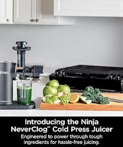 Ninja NeverClog Cold Press Juicer, Powerful Slow Juicer with Total Pulp Control, Countertop, Electric, 2 Pulp Functions, Dishwasher Safe, 2nd Generation, Charcoal, JC151 2