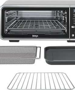 Ninja FT205CO 10-in-1 Digital Air Fry Oven with Extra Large Capacity, Extended Height, Stainless Steel Body, and Temperature Control (Silver and Black, Renewed)