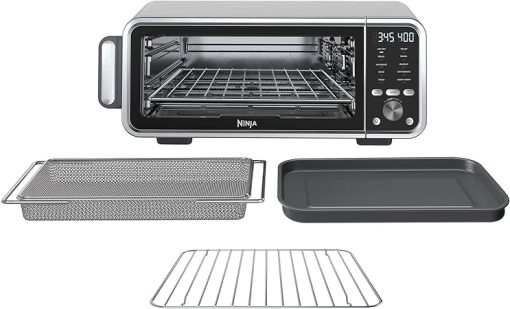 Ninja FT205CO 10-in-1 Digital Air Fry Oven with Extra Large Capacity, Extended Height, Stainless Steel Body, and Temperature Control (Silver and Black, Renewed)