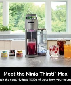 Ninja Thirsti Max Custom Hydration System, Soda Maker, Sparkling Water Maker, Custom Still & Sparkling Drinks, Compact Design, With 60L CO₂ Cylinder & Flavored Water Drops, Silver WC2002 2