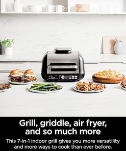 Ninja IG651 Foodi Smart XL Pro 7-in-1 Indoor Grill/Griddle Combo, use Opened or Closed, Air Fry, Dehydrate & More, Pro Power Grate, Flat Top, Crisper, Smart Thermometer, Black 2
