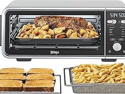 Ninja FT301 Dual Heat Air Fry Countertop 11-in-1 Convection Toaster Oven with Extended Height, XL Capacity, Flip Up & Away Capability for Storage Space, Silver (Renewed)