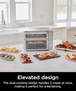 Ninja Double Stack XL Countertop Oven & Air Fryer, 12-in-1, Flexdoor, FlavorSeal, SMART FINISH with DualZone Technology, Countertop Oven, Air Fryer, Bake, Broil, Reheat, Pizza, Stainless Steel, DCT601 (Renewed) 2