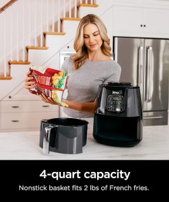 Ninja Air Fryer, Roast, Bake, Air Fry, Roast, Broil, Reheats, & Dehydrates, 4-in-1, Fries, Frozen Food, Veggies, and Juicy Meat, Less Oil, Easy Meals, Healthy Meals, Compact, 4 QT, Grey, AF101 2