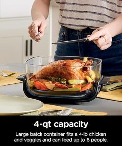 Ninja 4 QT TempWare Glassware Container with Storage lid, Compatible Crispi Portable Cooking System, Microwave, Freezer and Dishwasher Safe, PFAS Free Glass Cooking Surface 2