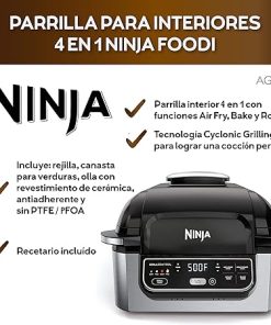 Ninja AG300 4-in-1 Indoor Grill with 4-Quart Air Fryer with Roast, Bake, and Cyclonic Grilling Technology 2