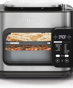 Ninja Combi All-in-One Multicooker, Oven, & Air Fryer, Complete Meals in 15 Mins, 14-in-1 Functions, Combi Cooker + Air Fry, Bake, Roast, Slow Cook and More, 3 Accessories, Stainless Steel, SFP701
