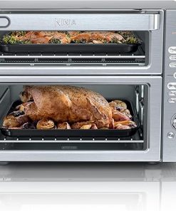 Ninja Air Fryer & Toaster Oven | Double Stack XL | Countertop Oven | 12-in-1 Fits 4.5lb Chicken & 6lbs of Wings | SmartFinish Cook 2 Different Meals at the Same Time | Stainless Steel | DCT601
