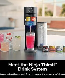 Ninja Thirsti Drink System, Soda Maker, Create Unique Sparkling & Still Drinks, Personalize Size & Flavor, Carbonated Water Machine, 60L CO2 Cylinder & Variety of Flavored Water Drops, Black WC1001 2