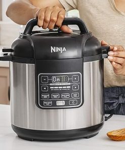 Ninja Instant, 1000-Watt Pressure, Slow, Multi Cooker, and Steamer with 6-Quart Ceramic Coated Pot & Steam Rack (PC101), Si, Black/Silver 2
