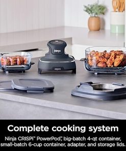 Ninja Crispi 4-in-1 Portable Glass Air Fryer Cooking System, 4QT & 6 Cup Glass Containers with Storage Lids, Easy Meals, Microwave, Freezer & Dishwasher Safe, Air Fry, Bake & More, Cyberspace, FN101GY 2