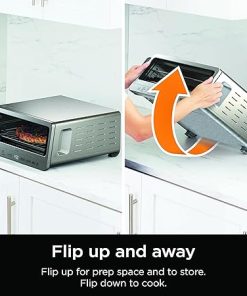 Ninja Flip Toaster Oven & Air Fryer, 8-in-1 Functionality, Flip Up for Storage Space, Large Capacity, Air Fry Basket, Wire Rack, Sheet Pan, Removable Crumb Tray, Stainless, 1800 Watts, SP151 (Renewed) 2