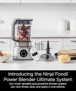 Ninja Blender and Food Processor Combo, Foodi Power Blenders For Kitchen and Personal Size, Smoothie Maker, 6 Functions for Bowls, Spreads, Shakes, 72-oz. Glass Pitcher & To-Go Cups, Silver SS401 2