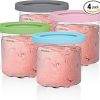 Ninja Creami Deluxe Pints 2 Pack, Compatible with NC500 Series Creami Deluxe Ice Cream Makers, Genuine Ninja Pint, BPA-Free & Dishwasher Safe, Color Lids, 1 Pint Each, Clear/Coral/Yellow, XSKPNTLD2​ 3