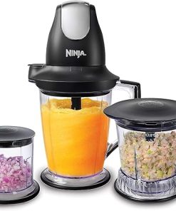 Ninja QB1004 Blender/Food Processor with 450-Watt Base, 48oz Pitcher, 16oz Chopper Bowl, and 40oz Processor Bowl for Shakes, Smoothies, and Meal Prep,Black