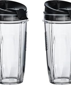 Nutri Ninja 24 oz Tritan Cups with Sip & Seal Lids. Compatible with BL480, BL490, BL640, & BL680 Auto IQ Series Blenders (Pack of 2)