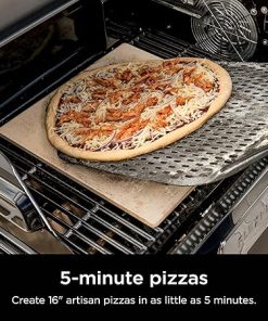 Ninja FlexFlame Upgrades 16’’ Artisan Pizza Stone, Durable Cordierite Stone, 5-Minute Pizzas, Homemade Artisan Pizza, Bread, Calzones, & More, Heat-Safe up to 600F, XL Surface, XSKPGPIZASTN 2