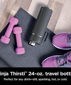 Ninja DW2401GY Thirsti 24oz Travel Water Bottle, For Carbonated Sparkling Drinks, Colder and Fizzier Longer, Leak Proof, 24 Hrs Cold, Dishwasher Safe, Stainless Steel Insulated Tumbler, Charcoal Gray 2