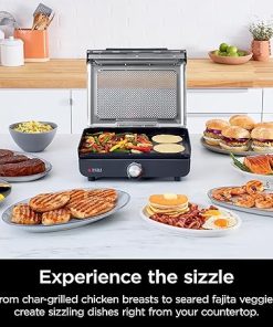 Ninja Griddle and Indoor Grill, 14’’, Electric Grill, For Steak, Burgers, Salmon, Veggies, and More, Pancake Griddle, Nonstick, Dishwasher Safe, 500F, Even Cooking, Silver, GR101 2